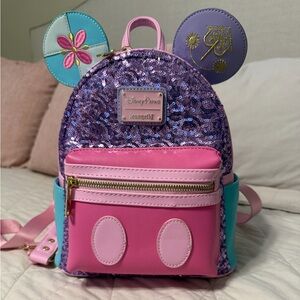 Disney Loungefly Mickey Mouse Main Attraction It’s a Small World Mini Backpack